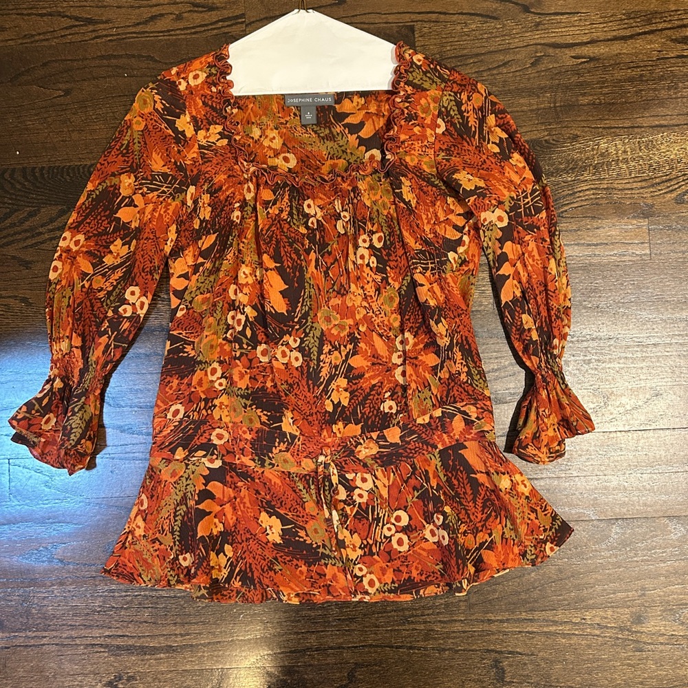 Josephine Chaus Women’s Floral Orange Blouse Size 6